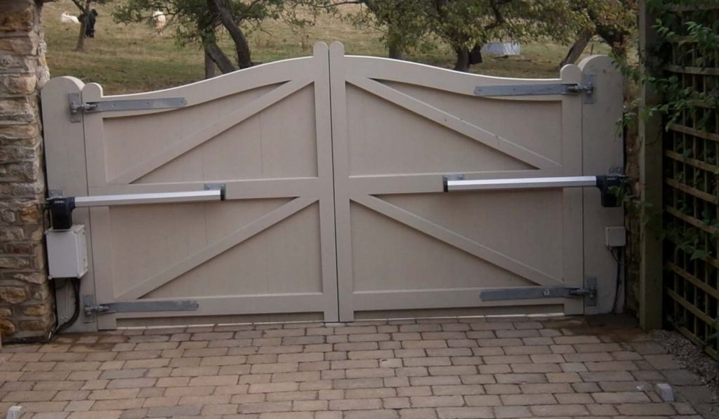 boarded gate with curve