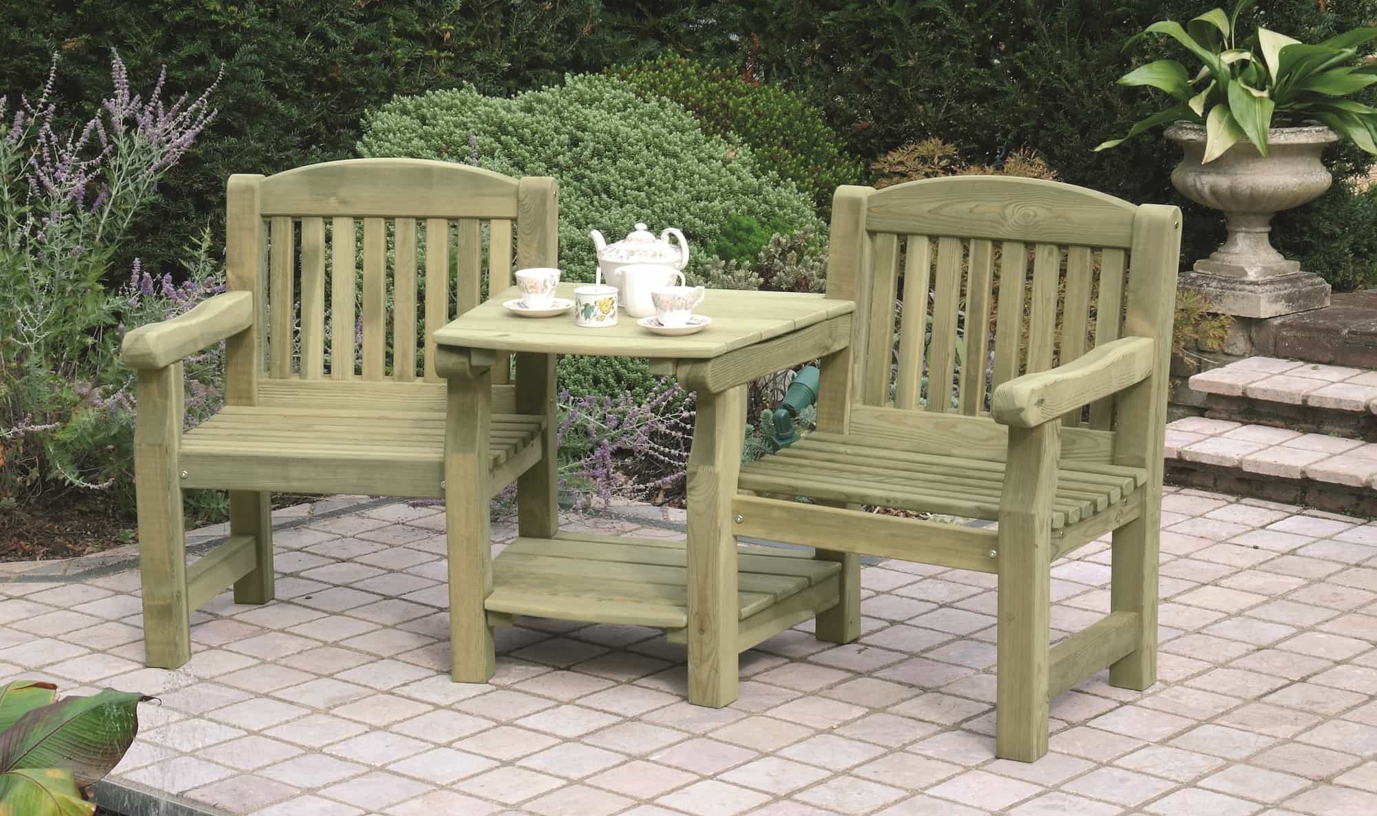 Wooden Garden Table And Chairs / Outdoor Rustic Wooden Furniture