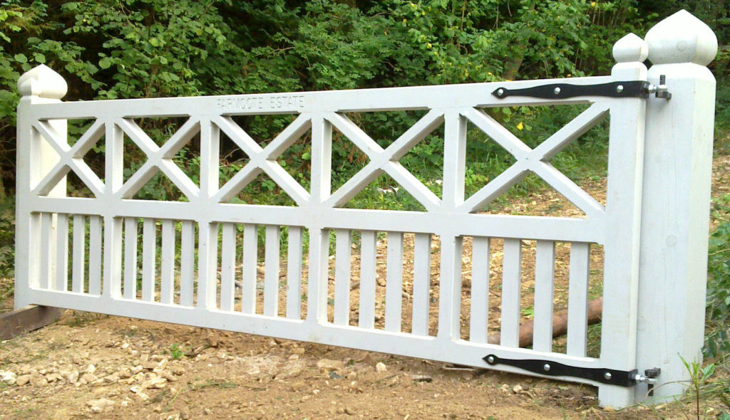 wooden gate with crosses