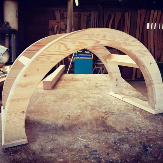 curved wooden arch