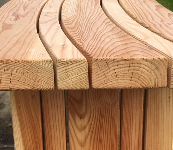 curved larch bench